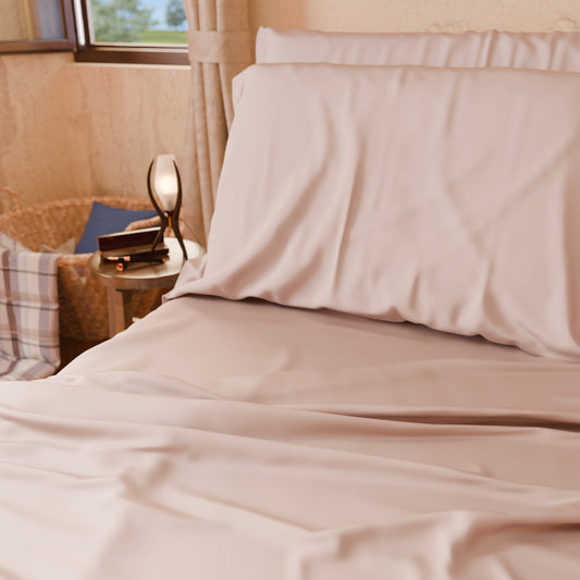Draps Uni en Satin de Coton Poudre