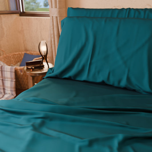 Draps Uni en Satin de Coton Outremer