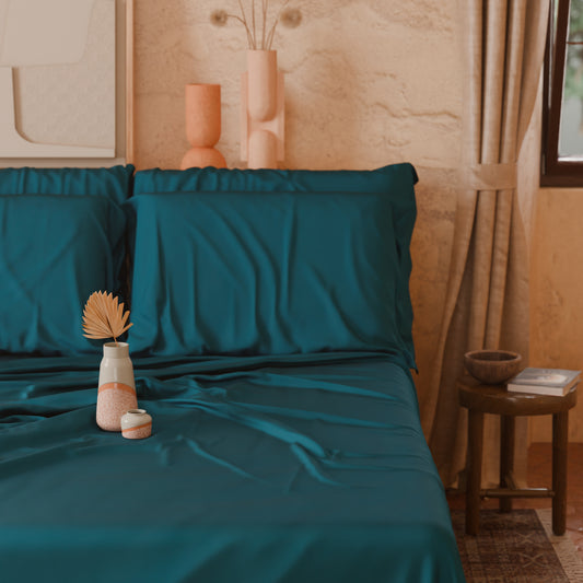 Draps Uni en Satin de Coton Outremer