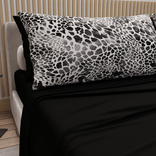 Lenzuola in Cotone, Completo Letto con Federe in Stampa Digitale Cobra Nero