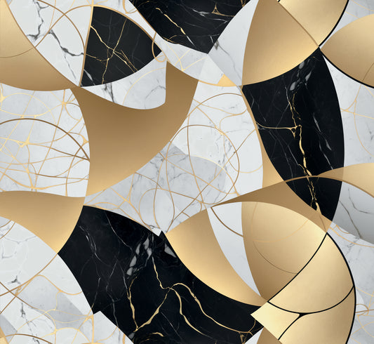 Nappe de table anti-taches, protection de table de cuisine Geo - Cercle Noir Or