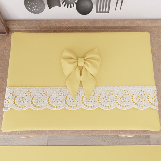 Coprifornello Coprifuochi Shabby Chic con Pizzo e Fiocco Giallo