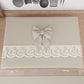 Shabby Chic Stove Cover with Lace and Beige Bow 