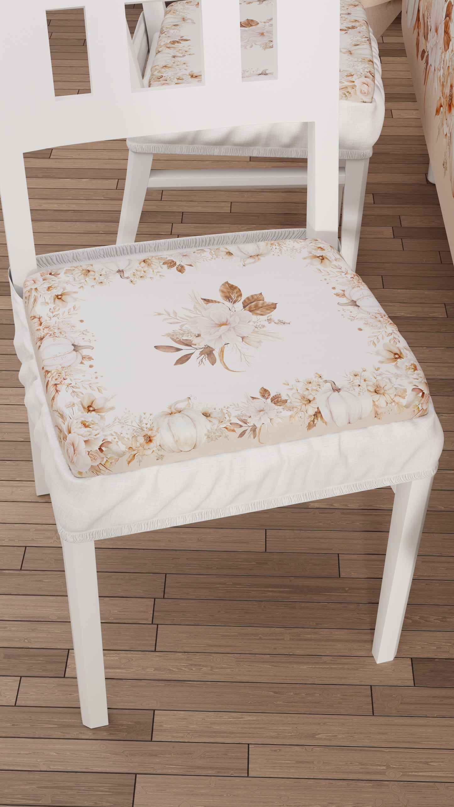 Cuscini per Sedie con Elastico Coprisedia in Stampa Digitale Autumn Flowers