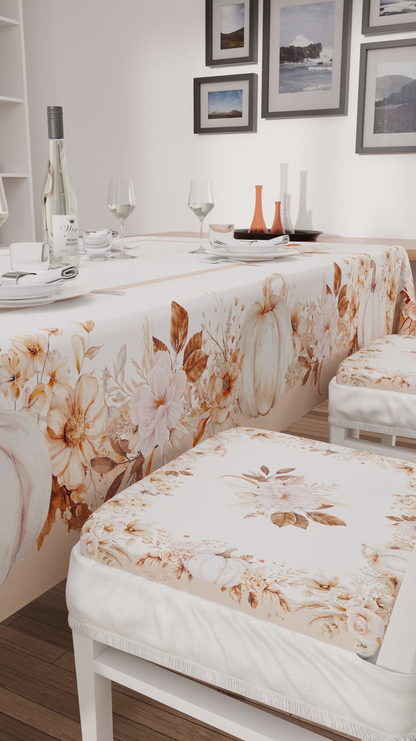 Cuscini per Sedie con Elastico Coprisedia in Stampa Digitale Autumn Flowers