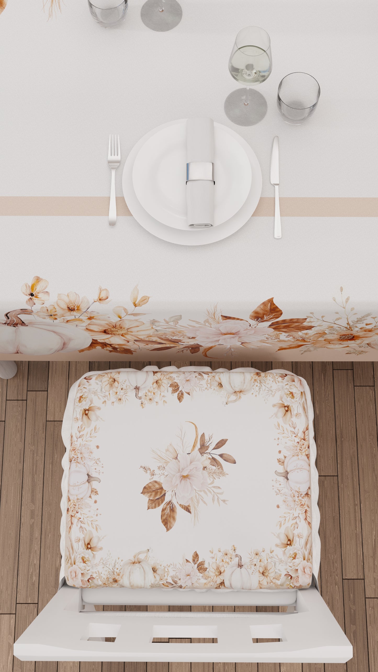 Cuscini per Sedie con Elastico Coprisedia in Stampa Digitale Autumn Flowers