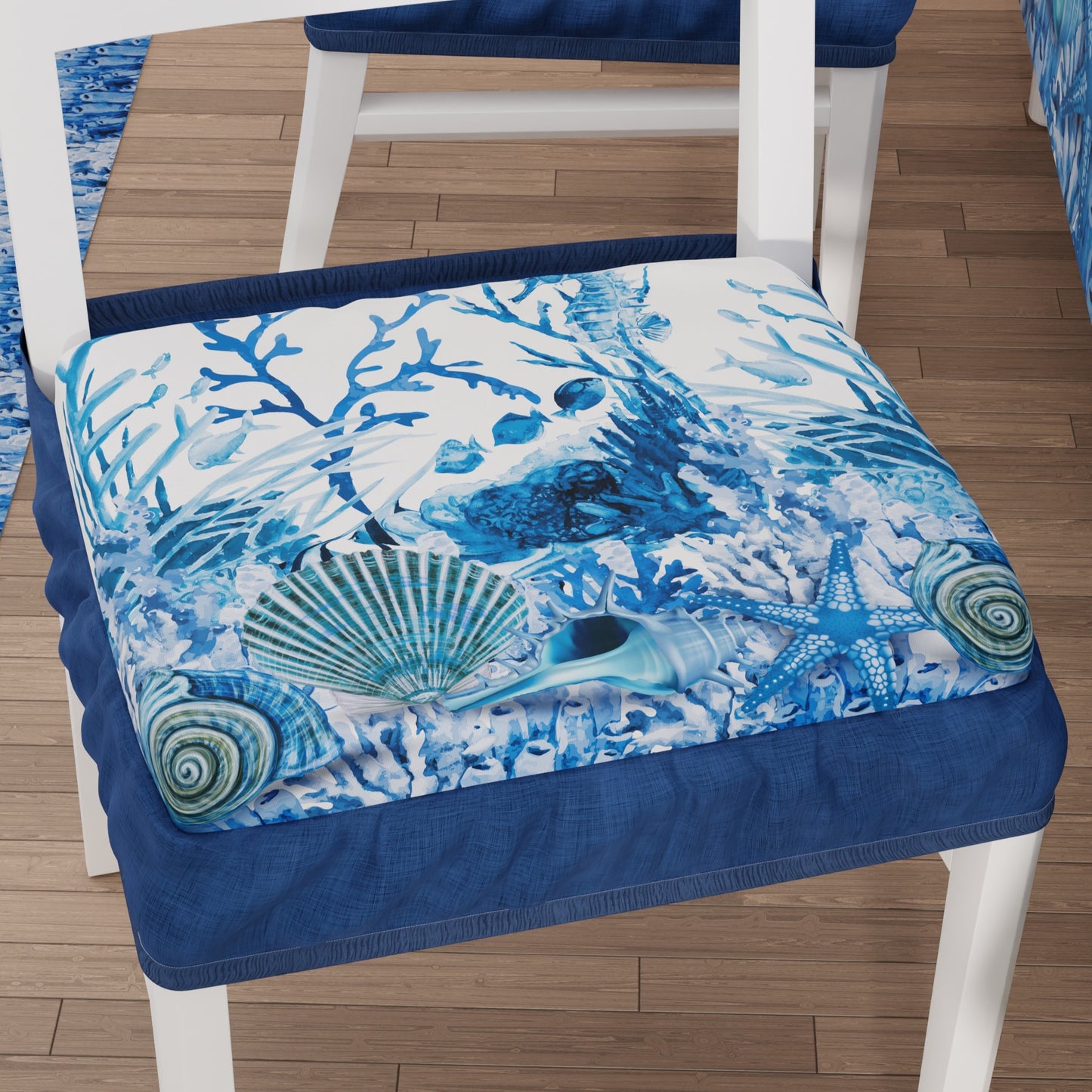 Coprisedia con Elastico Corallo Blu | Stampa Digitale 4K | Set 2 o 6 Pz