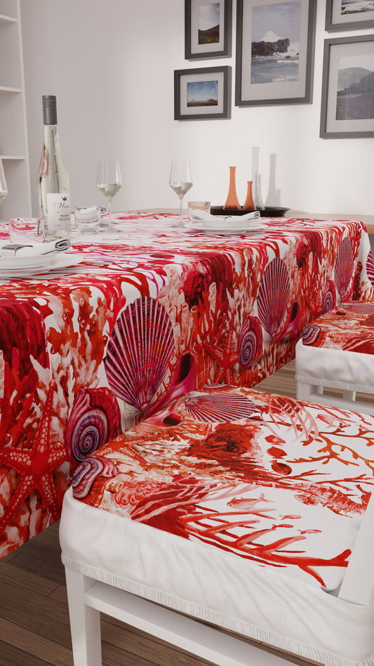 Coussins pour chaises avec élastique housse de chaise en impression numérique Corail Rouge