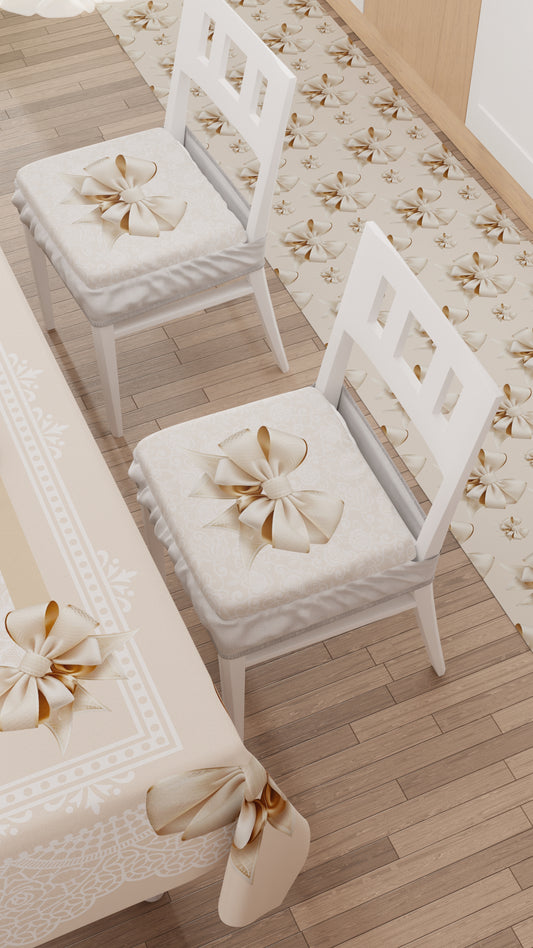 Coussins pour chaises avec élastique Housse de chaise en impression numérique Noeud beige