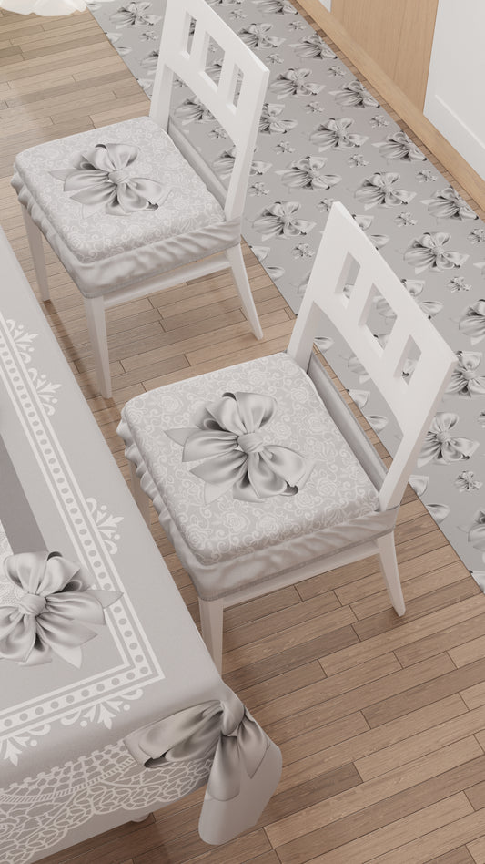 Coussins pour Chaises avec Élastique Housses de Chaise en Impression Numérique Noeud Gris