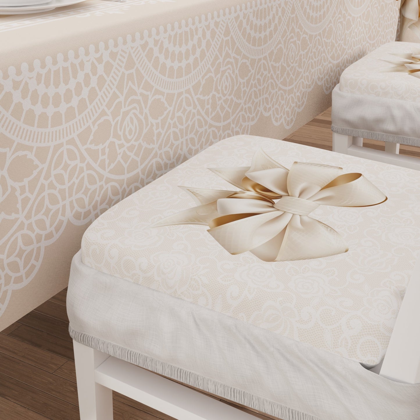 Coprisedia con Elastico Fiocco Beige | Stampa Digitale 4K | Set 2 o 6 Pz