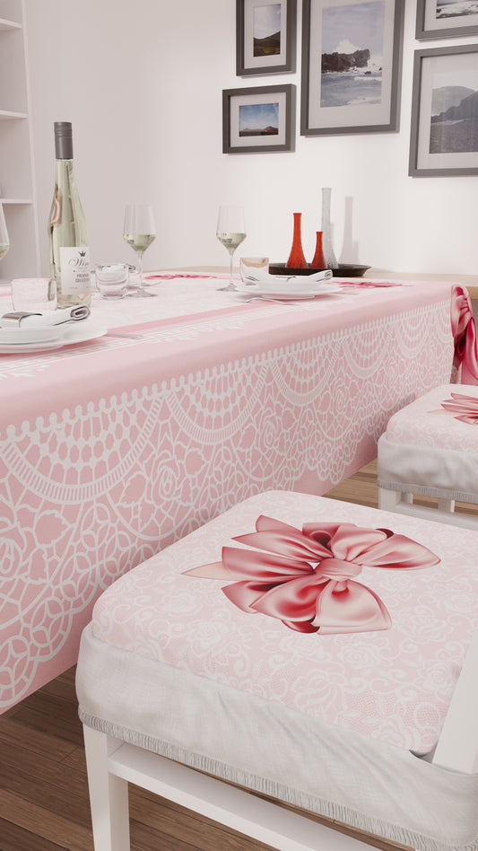 Coussins pour chaises avec élastique Housse de chaise en impression numérique Noeud rose