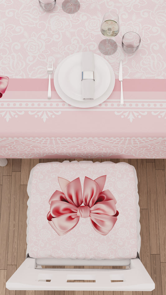 Coussins pour chaises avec élastique Housse de chaise en impression numérique Noeud rose