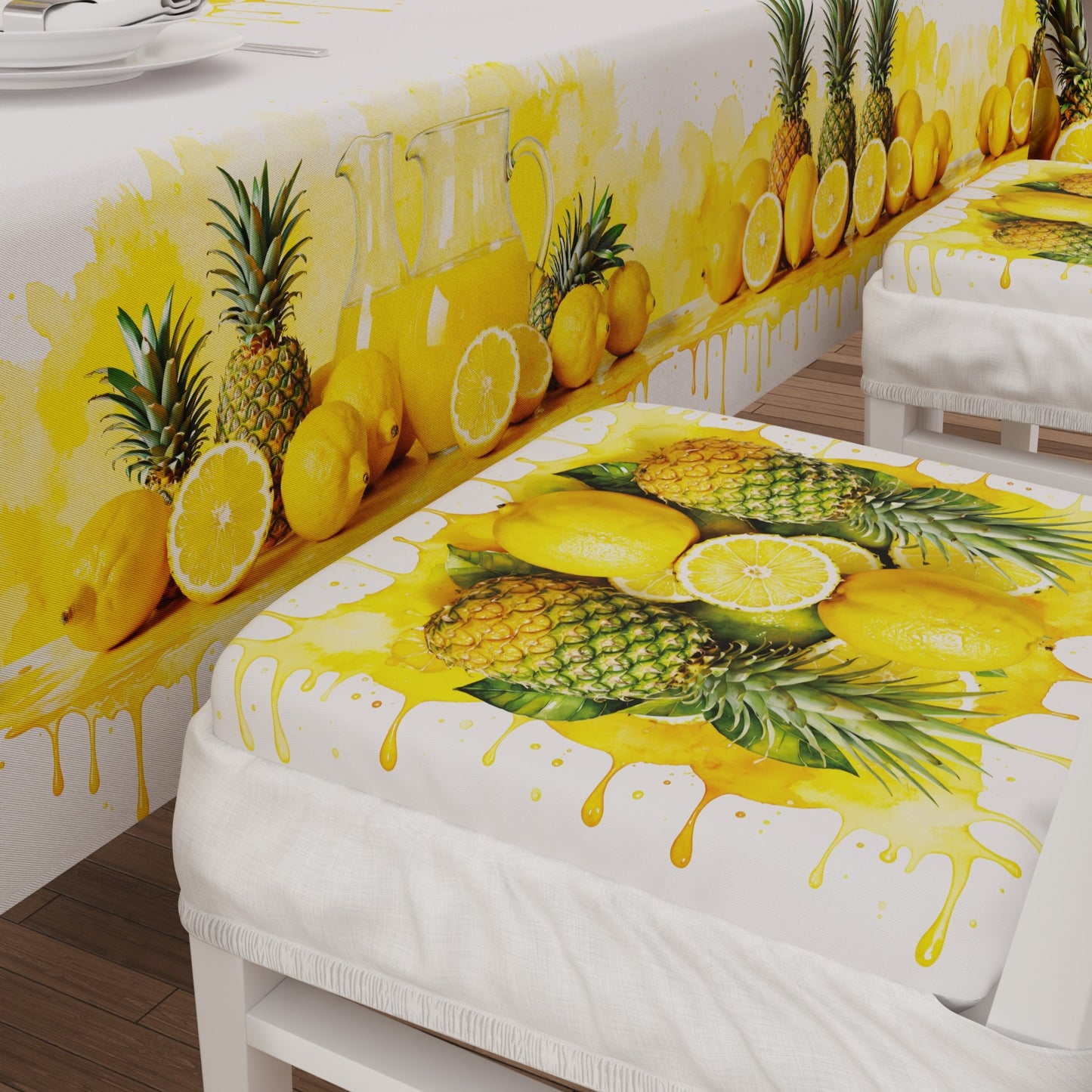 Coprisedia con Elastico Fruit Giallo Limone Ananas | Stampa 4K | 2 o 6 Pz