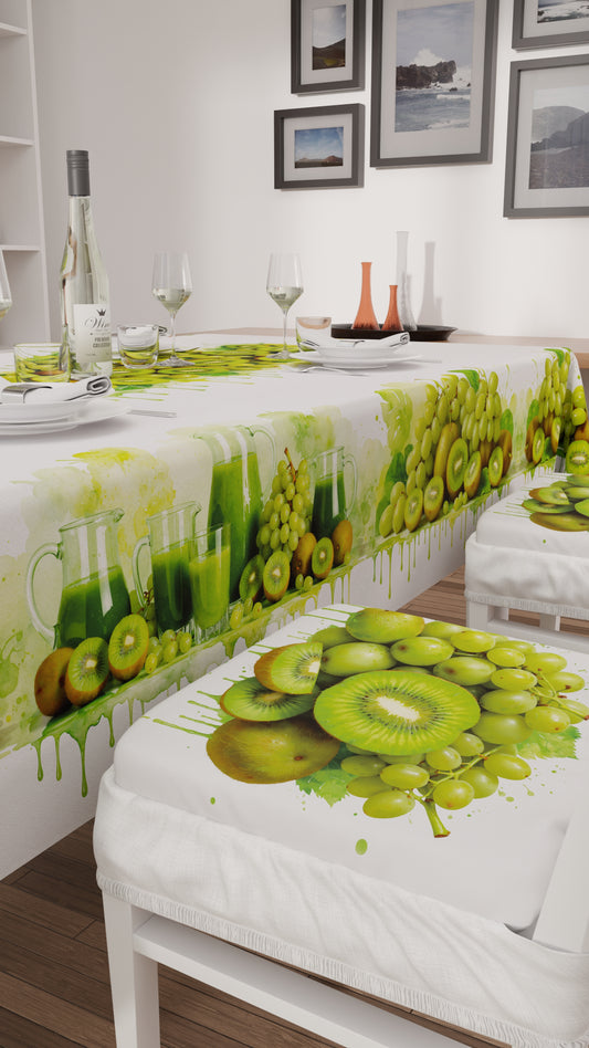 Coprisedia con Elastico Fruit Verde Kiwi Uva | Stampa 4K | Set 2 o 6 Pz