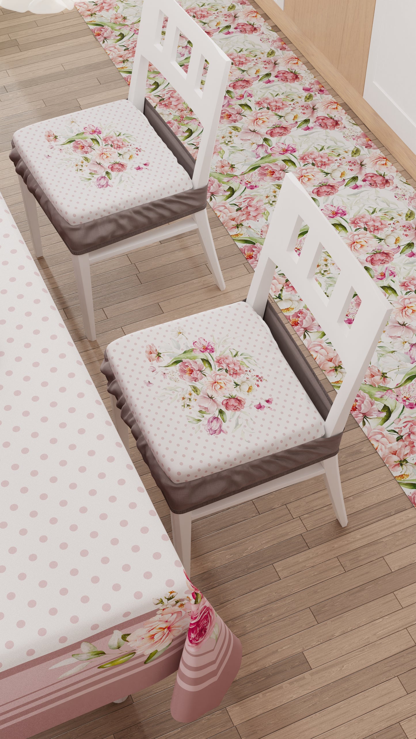 Chair Cushions with Elastic Chair Cover in Digital Print 2 Pieces Shabby Powder