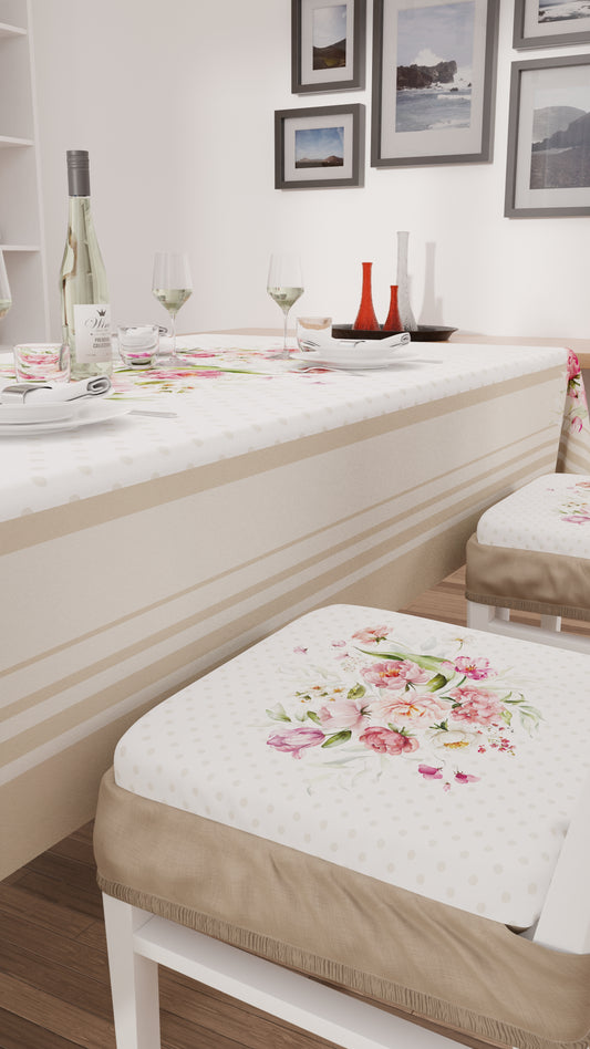 Coussins pour chaises avec élastique housse de chaise en impression numérique shabby beige