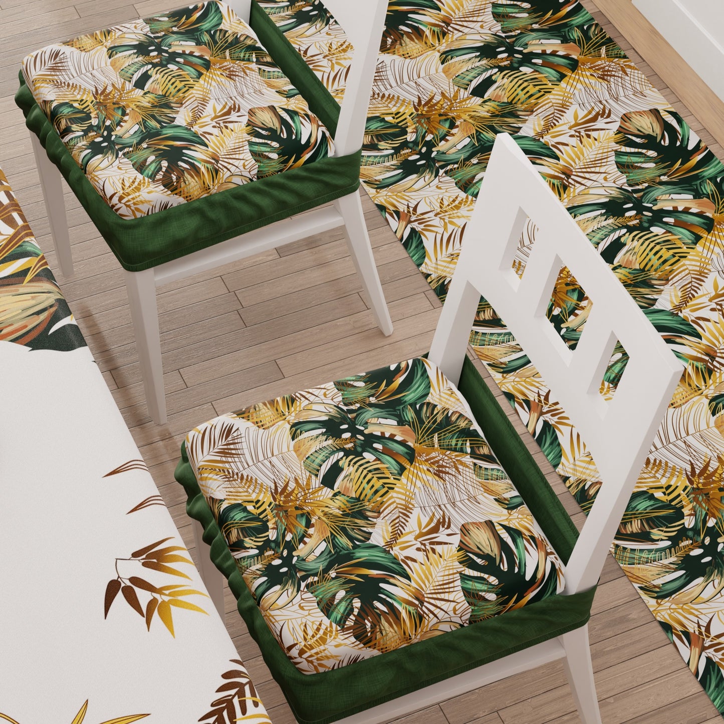 Coprisedia con Elastico Tropical-04 Verde | Stampa 4K | Set 2 o 6 Pz