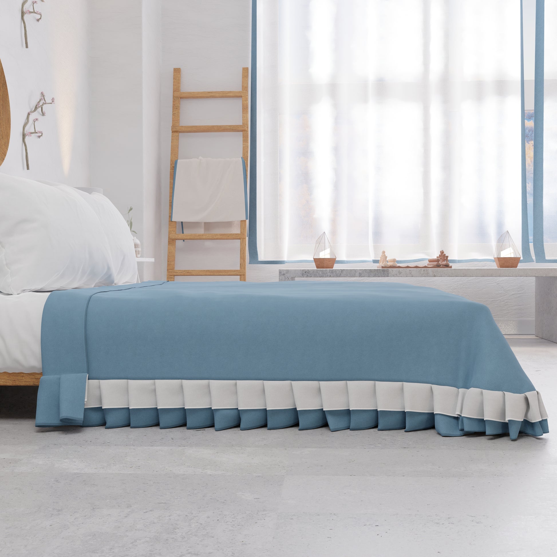 QSH Set di biancheria da letto con copripiumino con volant, per letto QSH Set di biancheria da letto con copripiumino con volant, per letto