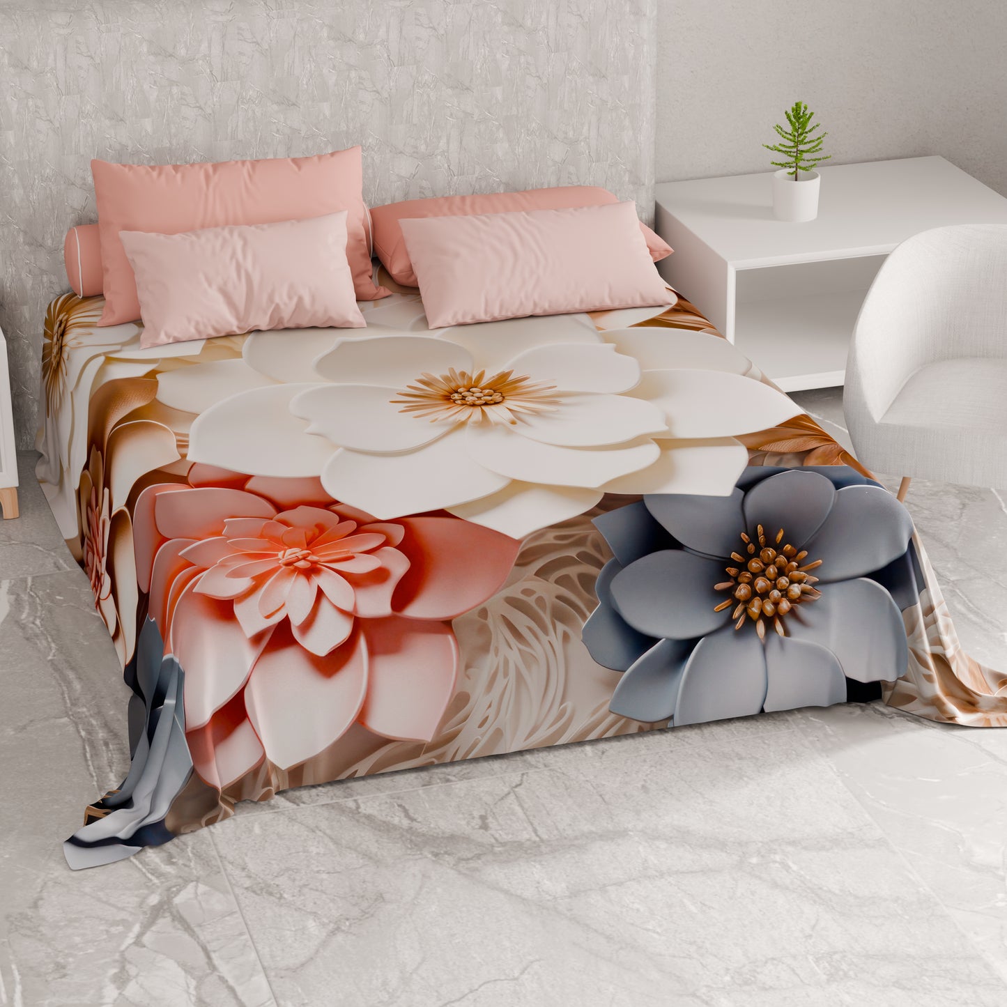 Telo Arredo Copridivano, Copriletto, Copritavolo e Copritutto in Microfibra | Fantasia Floreale 05-1