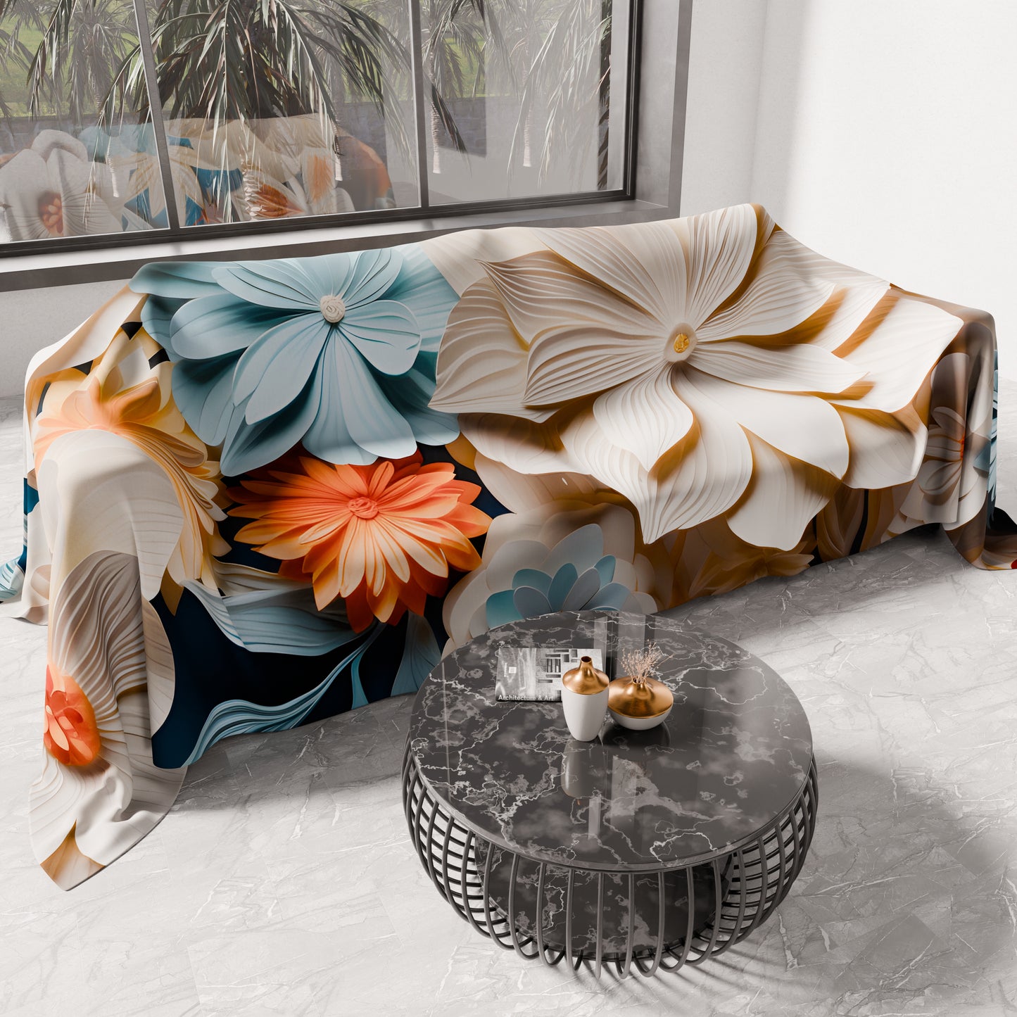 Copriletto Estivo, Coperta Leggera, Lenzuola Copriletto Floreale 05-5