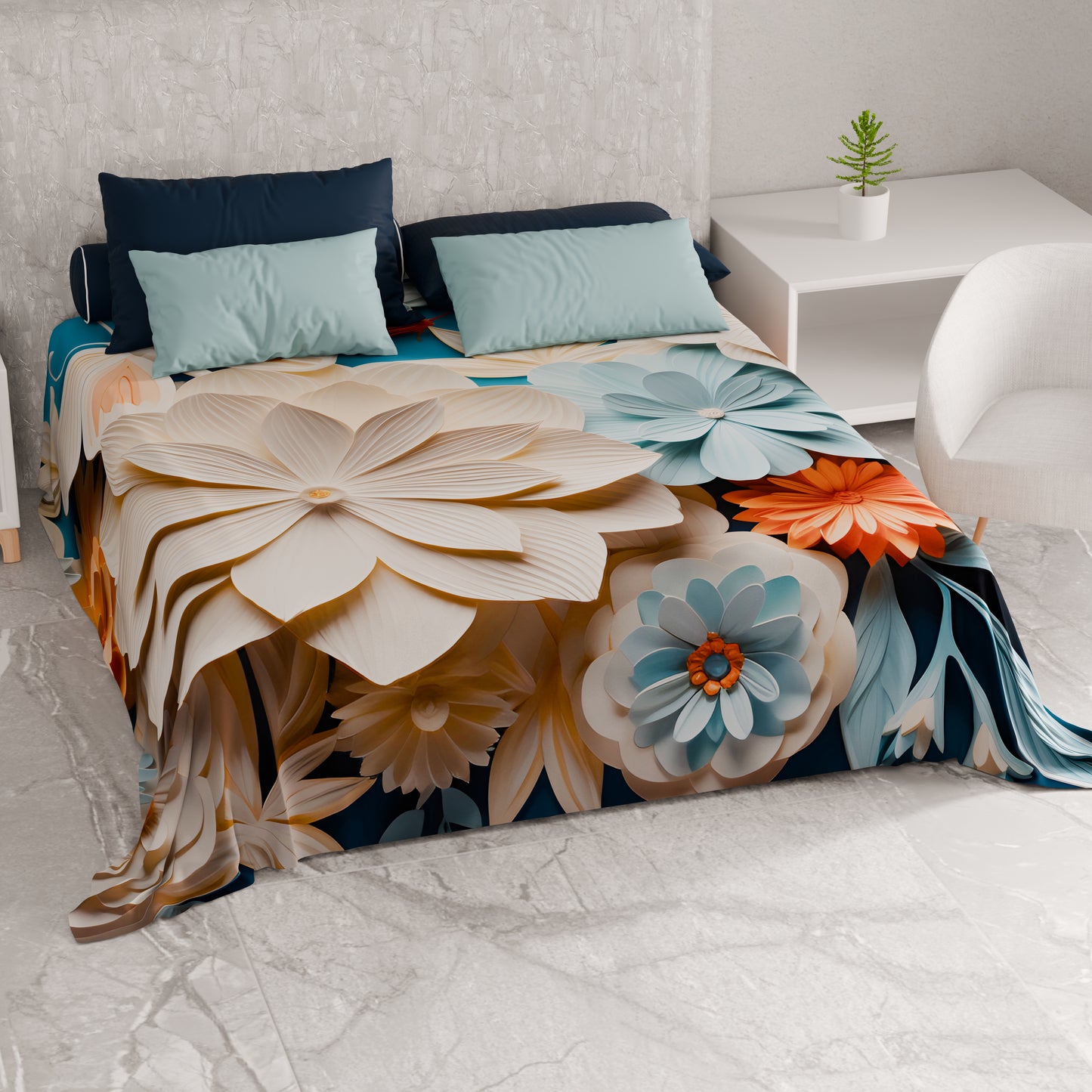 Telo Arredo Copridivano, Copriletto, Copritavolo e Copritutto in Microfibra | Fantasia Floreale 05-5