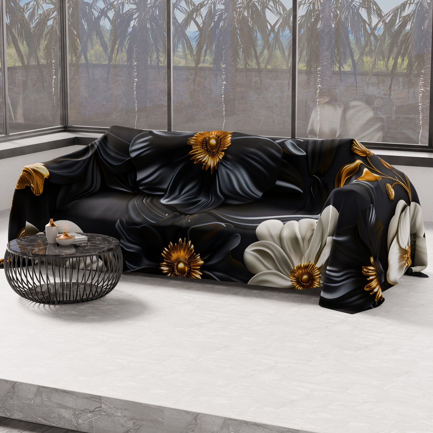 Telo Arredo Copridivano, Copriletto, Copritavolo e Copritutto in Microfibra | Fantasia Floreale 05-6