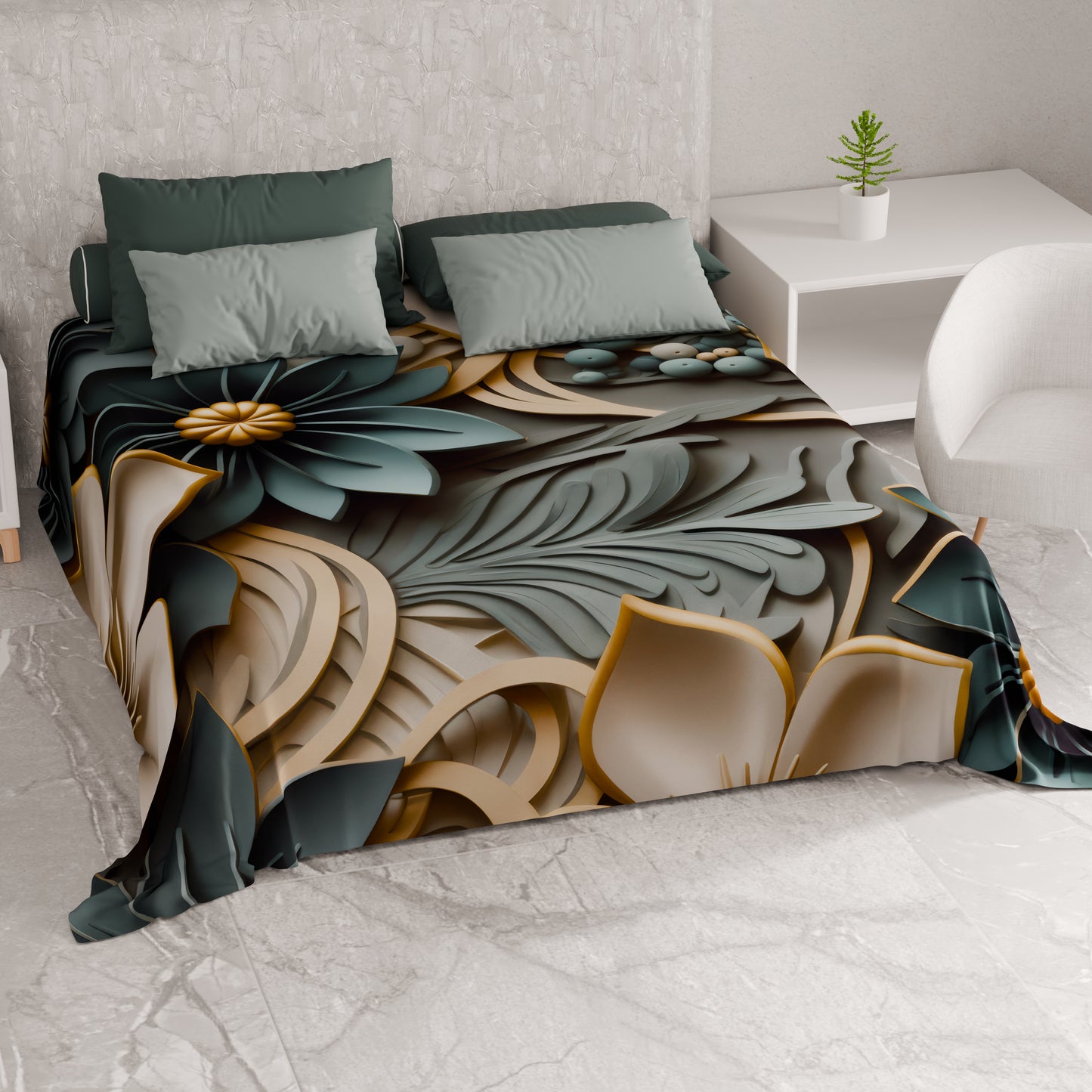 Telo Arredo Copridivano, Copriletto, Copritavolo e Copritutto in Microfibra | Fantasia Floreale 05-8