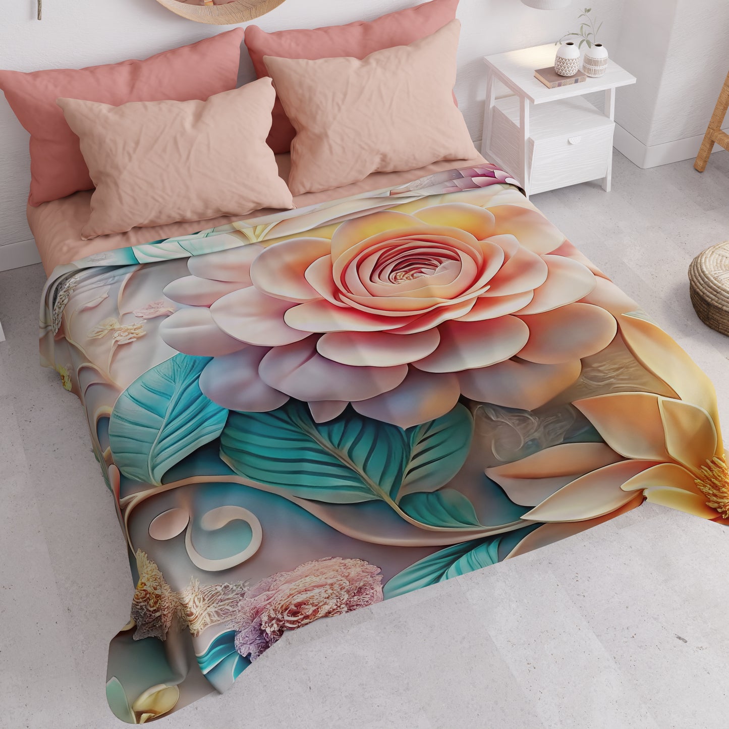 Telo Arredo Copridivano, Copriletto, Copritavolo e Copritutto in Microfibra | Fantasia Floreale 05-11