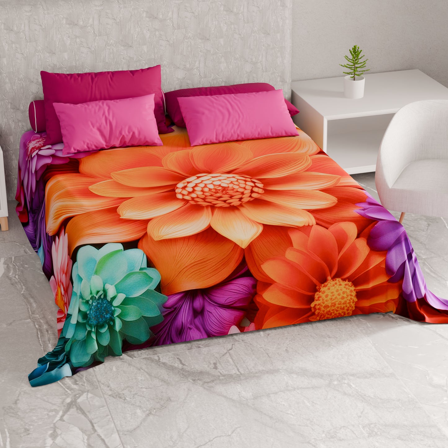 Telo Arredo Copridivano, Copriletto, Copritavolo e Copritutto in Microfibra | Fantasia Floreale 05-12