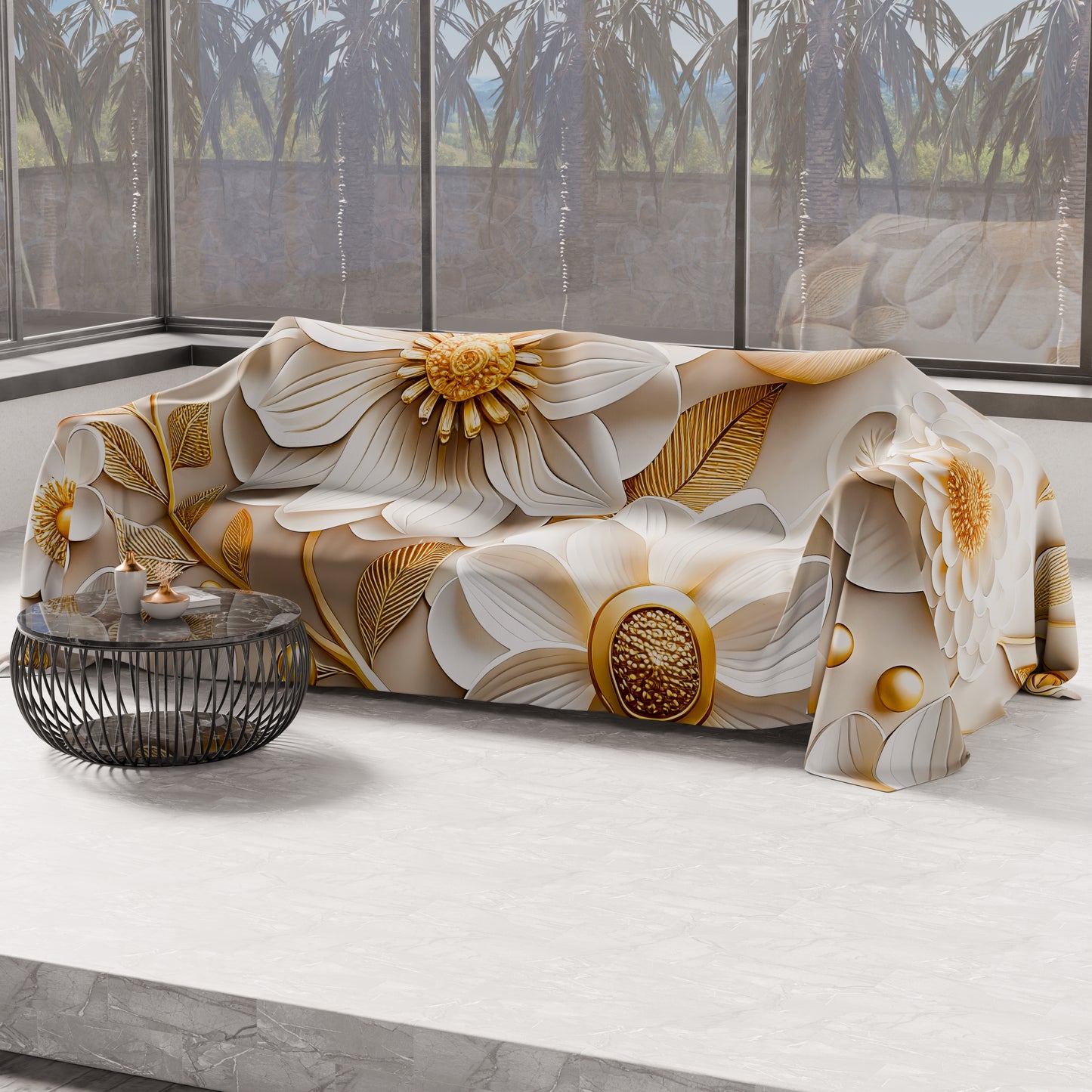 Telo Arredo Copridivano, Copriletto, Copritavolo e Copritutto in Microfibra | Fantasia Floreale 05-13