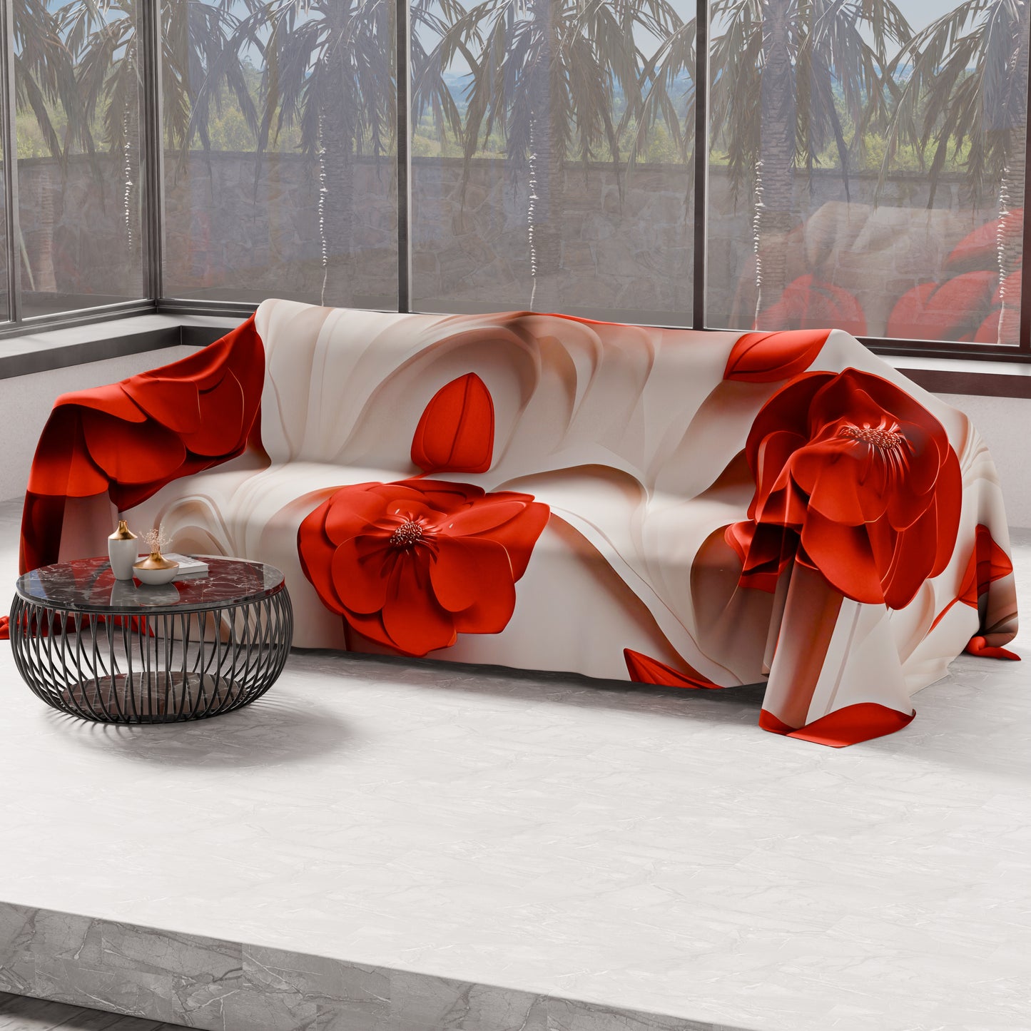 Telo Arredo Copridivano, Copriletto, Copritavolo e Copritutto in Microfibra | Fantasia Floreale 05-14