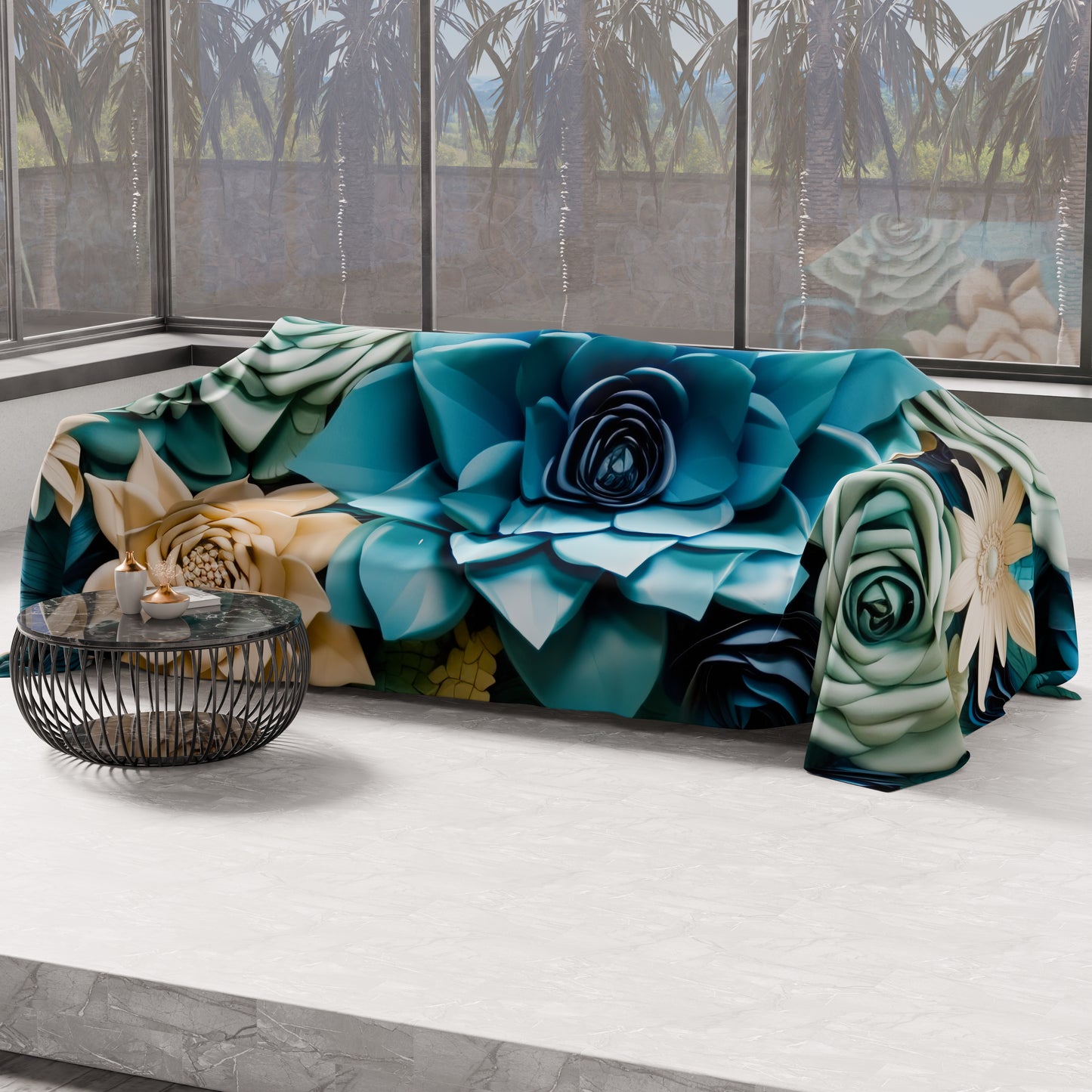 Telo Arredo Copridivano, Copriletto, Copritavolo e Copritutto in Microfibra | Fantasia Floreale 05-15