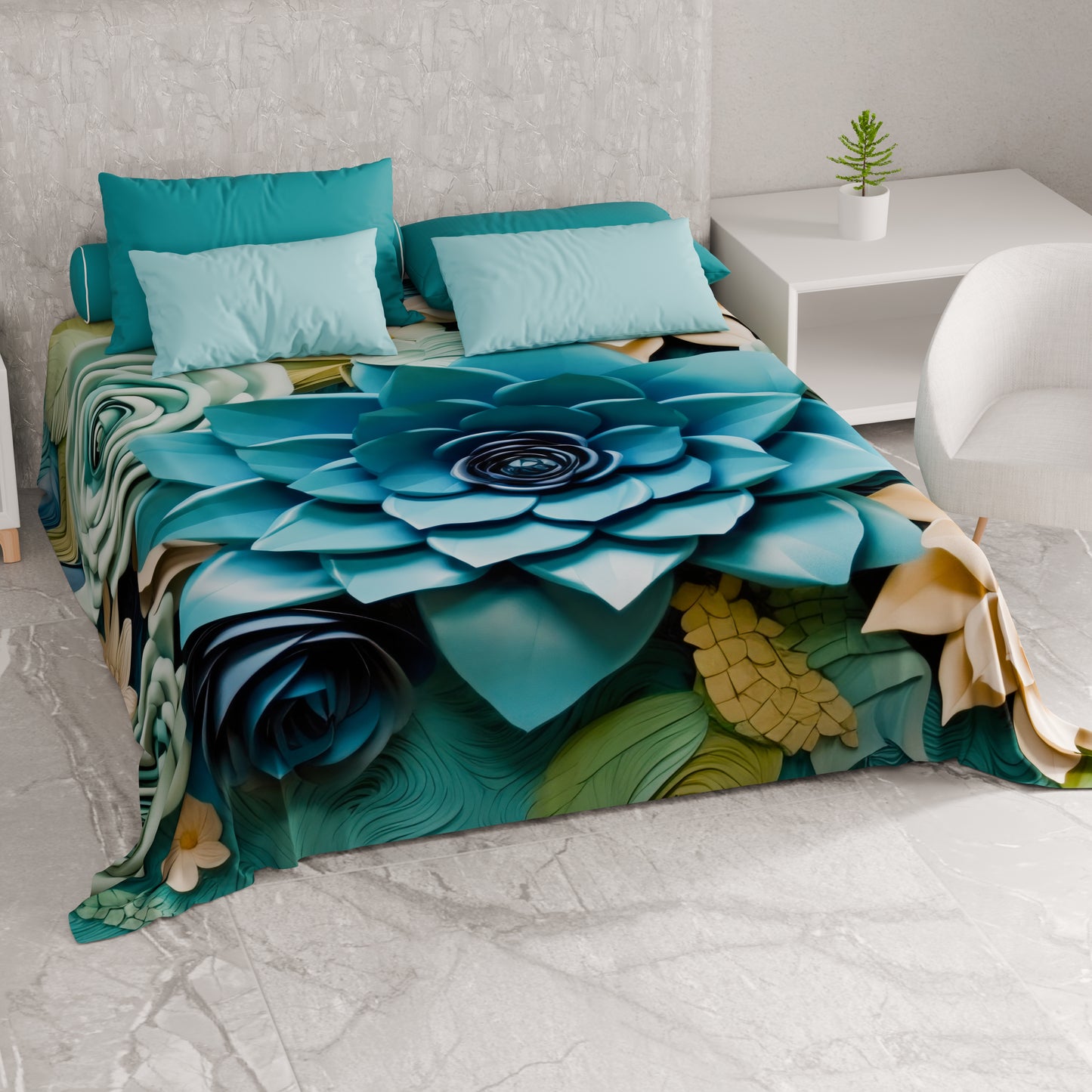 Telo Arredo Copridivano, Copriletto, Copritavolo e Copritutto in Microfibra | Fantasia Floreale 05-15