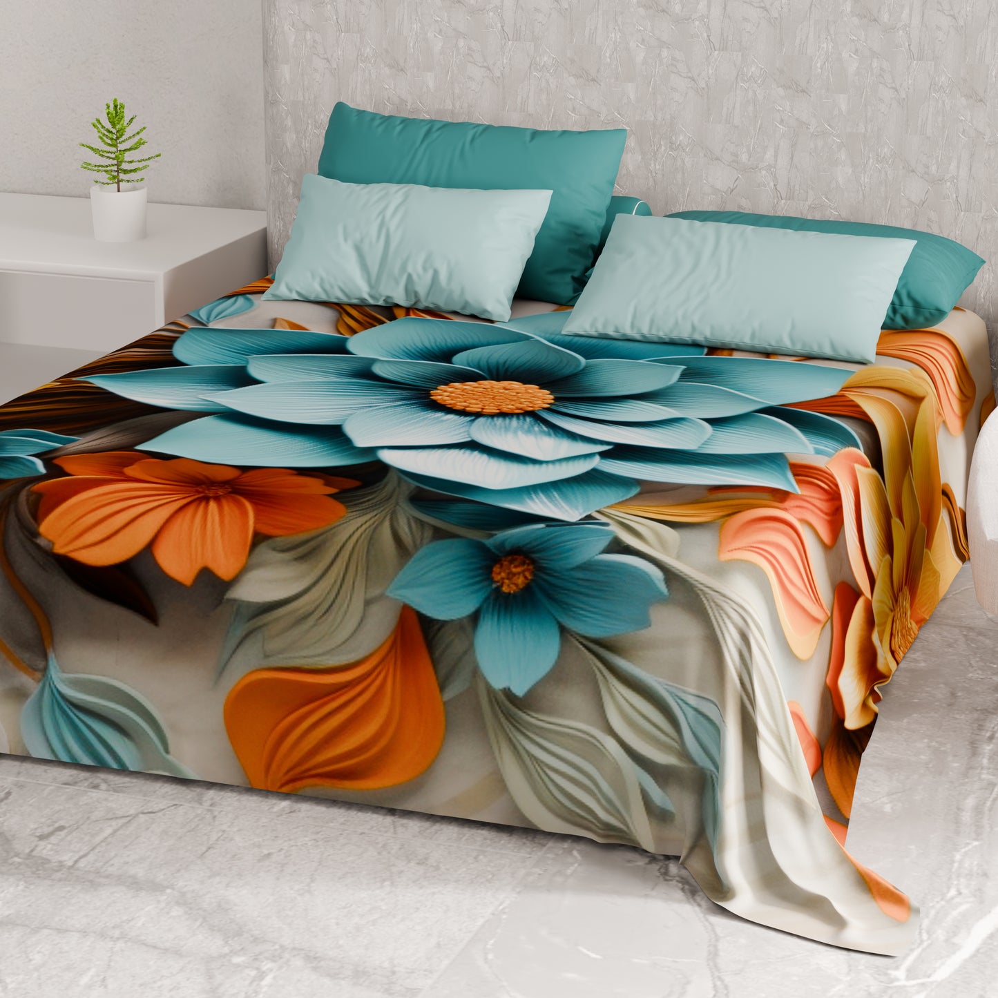 Telo Arredo Copridivano, Copriletto, Copritavolo e Copritutto in Microfibra | Fantasia Floreale 05-16