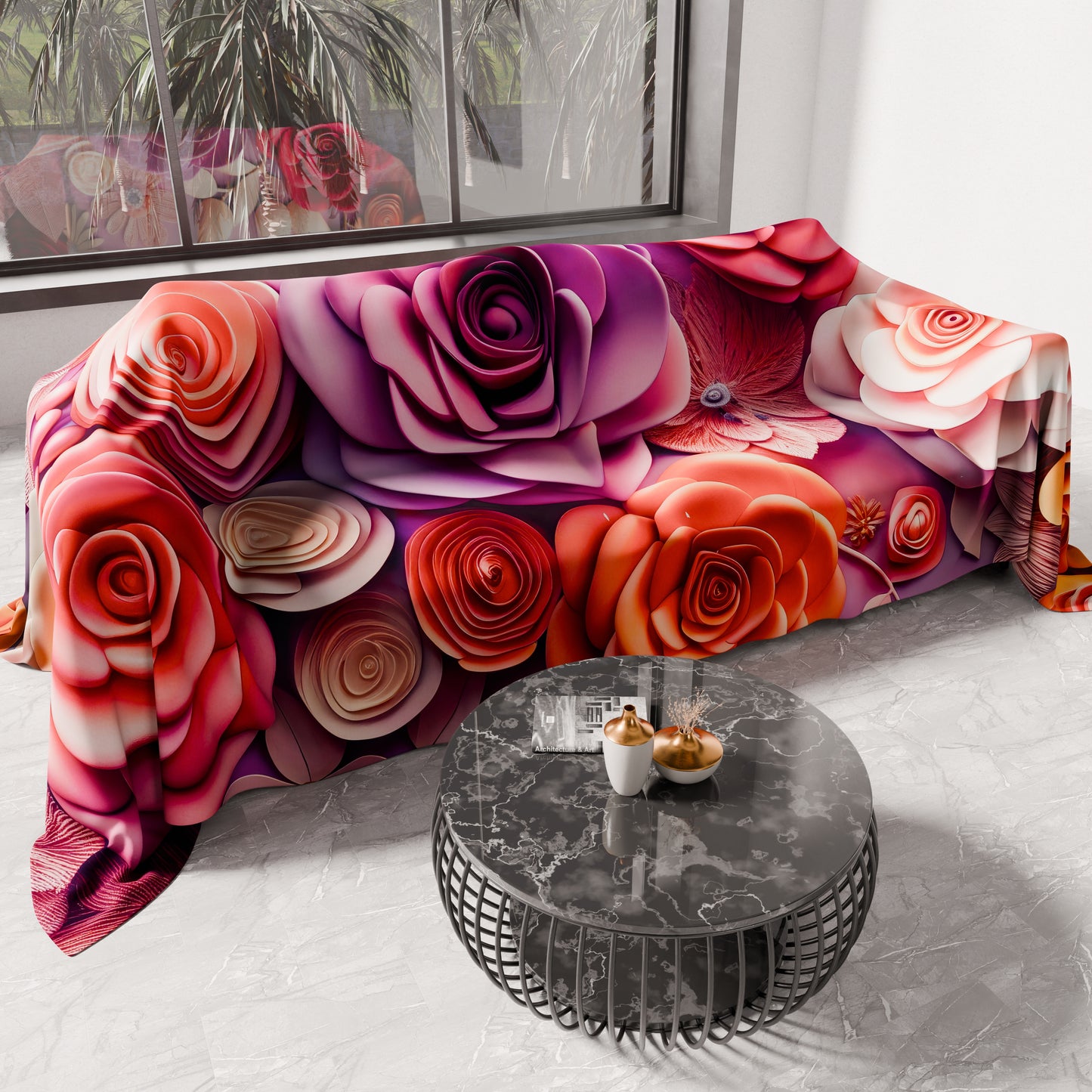 Copriletto Estivo, Coperta Leggera, Lenzuola Copriletto Floreale 05-17