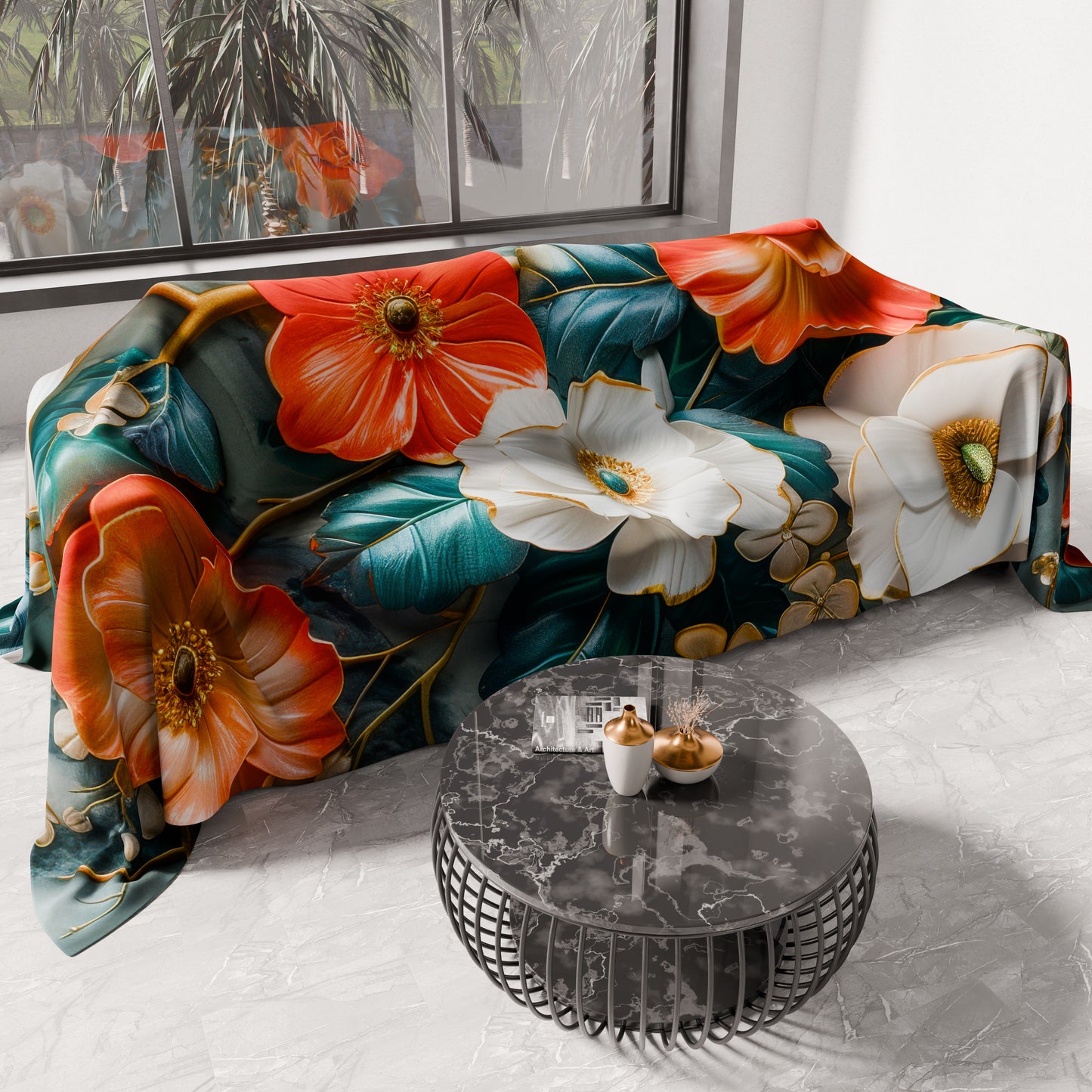 Copriletto Estivo, Coperta Leggera, Lenzuola Copriletto Floreale 05-18