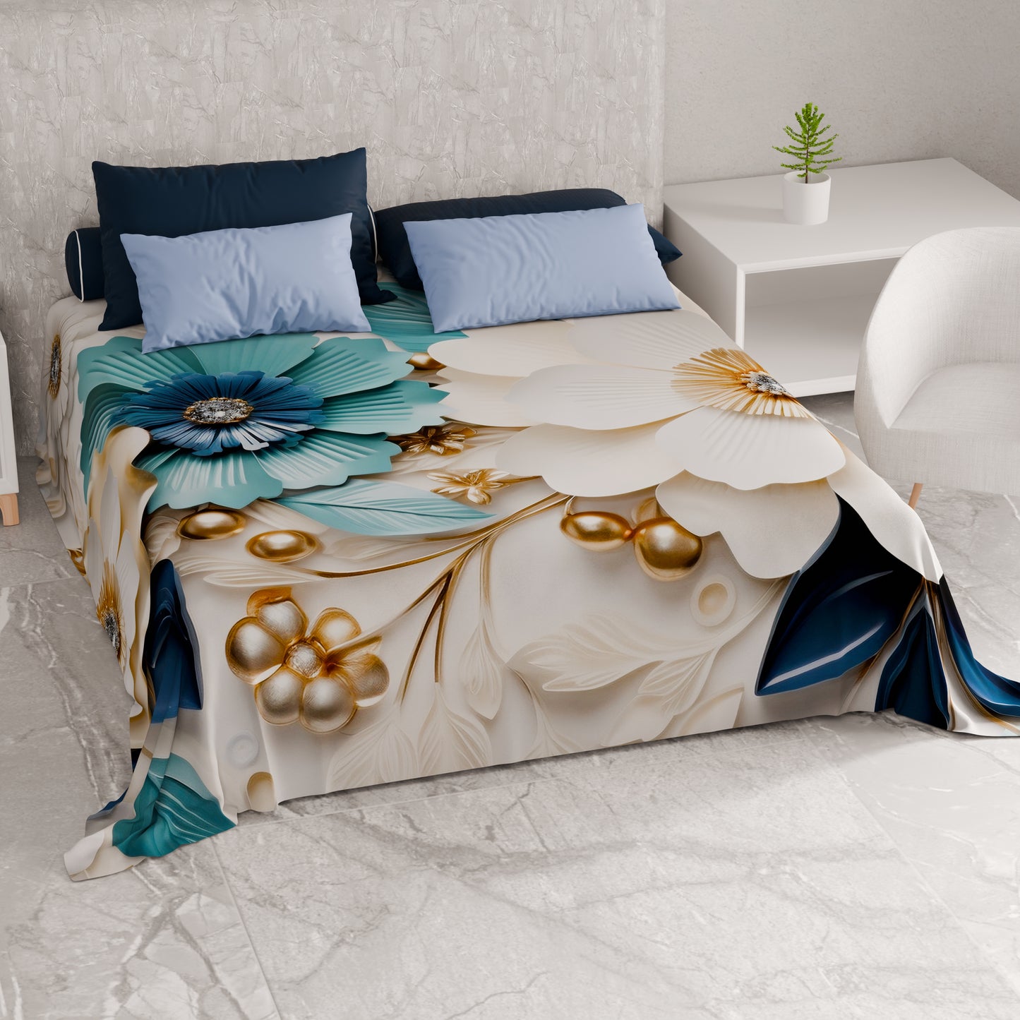 Telo Arredo Copridivano, Copriletto, Copritavolo e Copritutto in Microfibra | Fantasia Floreale 05-19