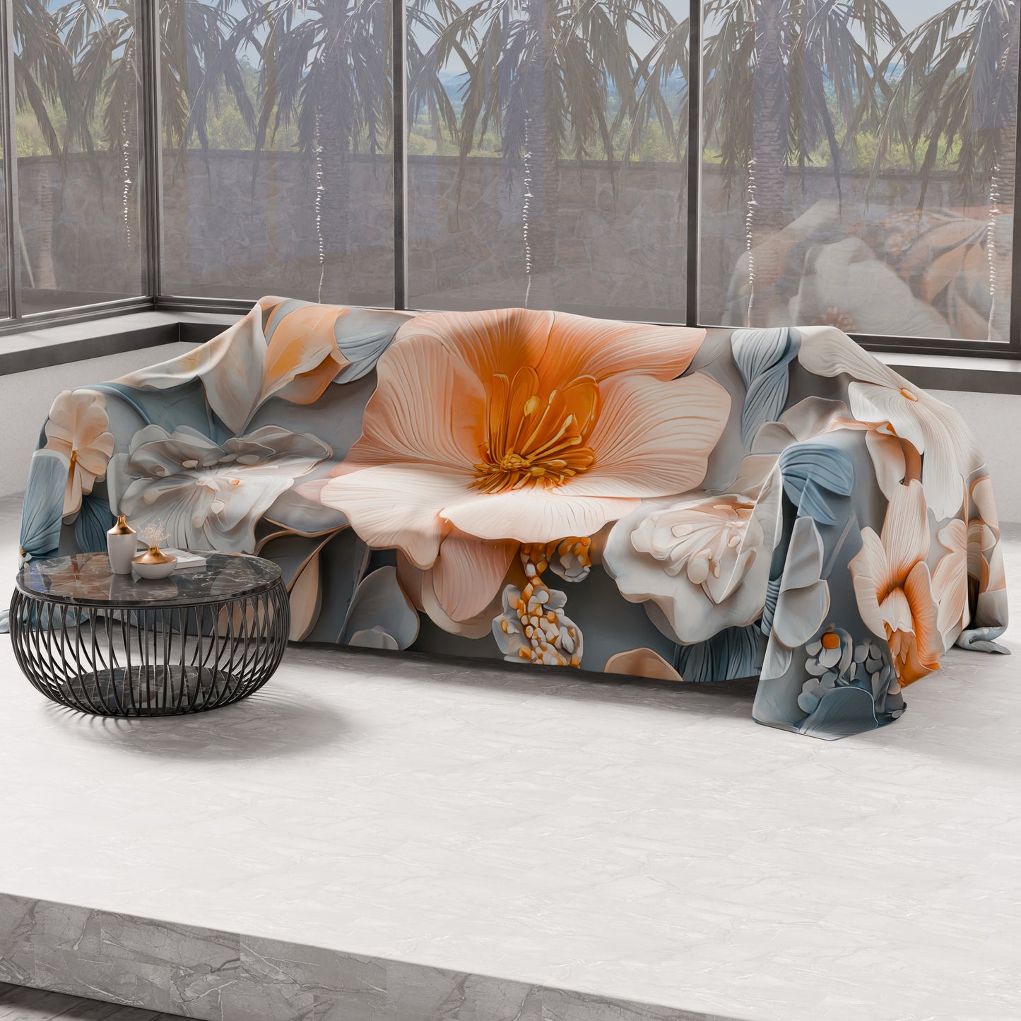 Telo Arredo Copridivano, Copriletto, Copritavolo e Copritutto in Microfibra | Fantasia Floreale 05-20