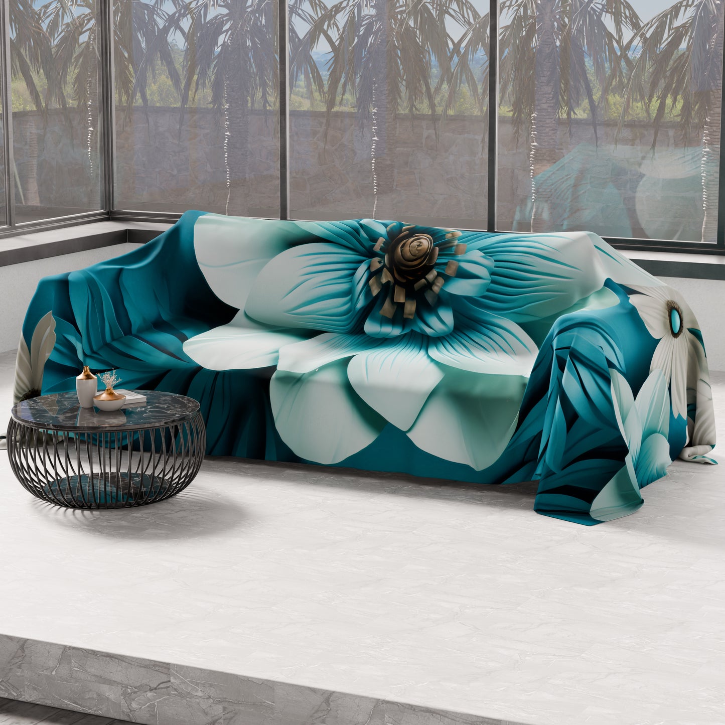 Telo Arredo Copridivano, Copriletto, Copritavolo e Copritutto in Microfibra | Fantasia Floreale 05-21