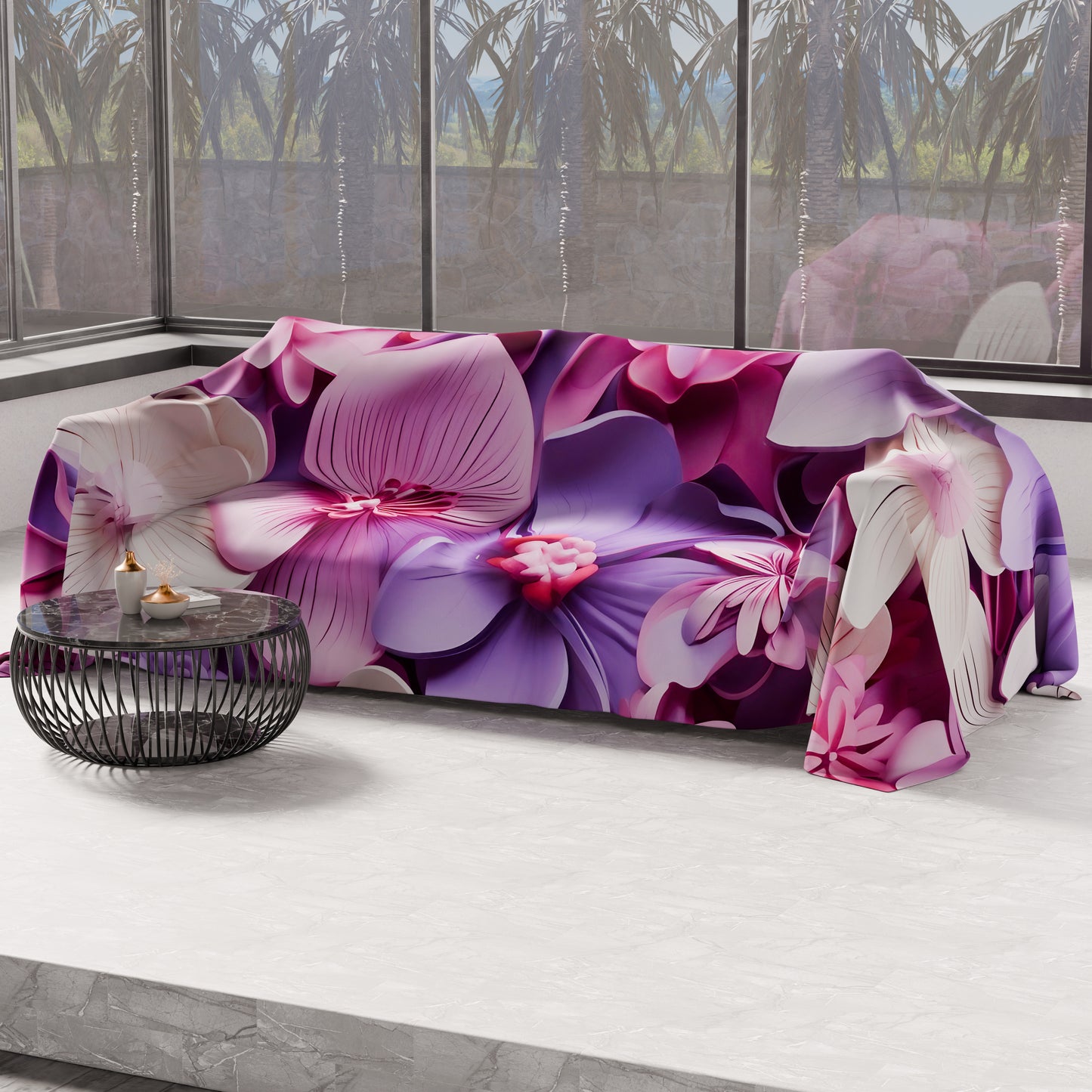 Telo Arredo Copridivano, Copriletto, Copritavolo e Copritutto in Microfibra | Fantasia Floreale 05-23