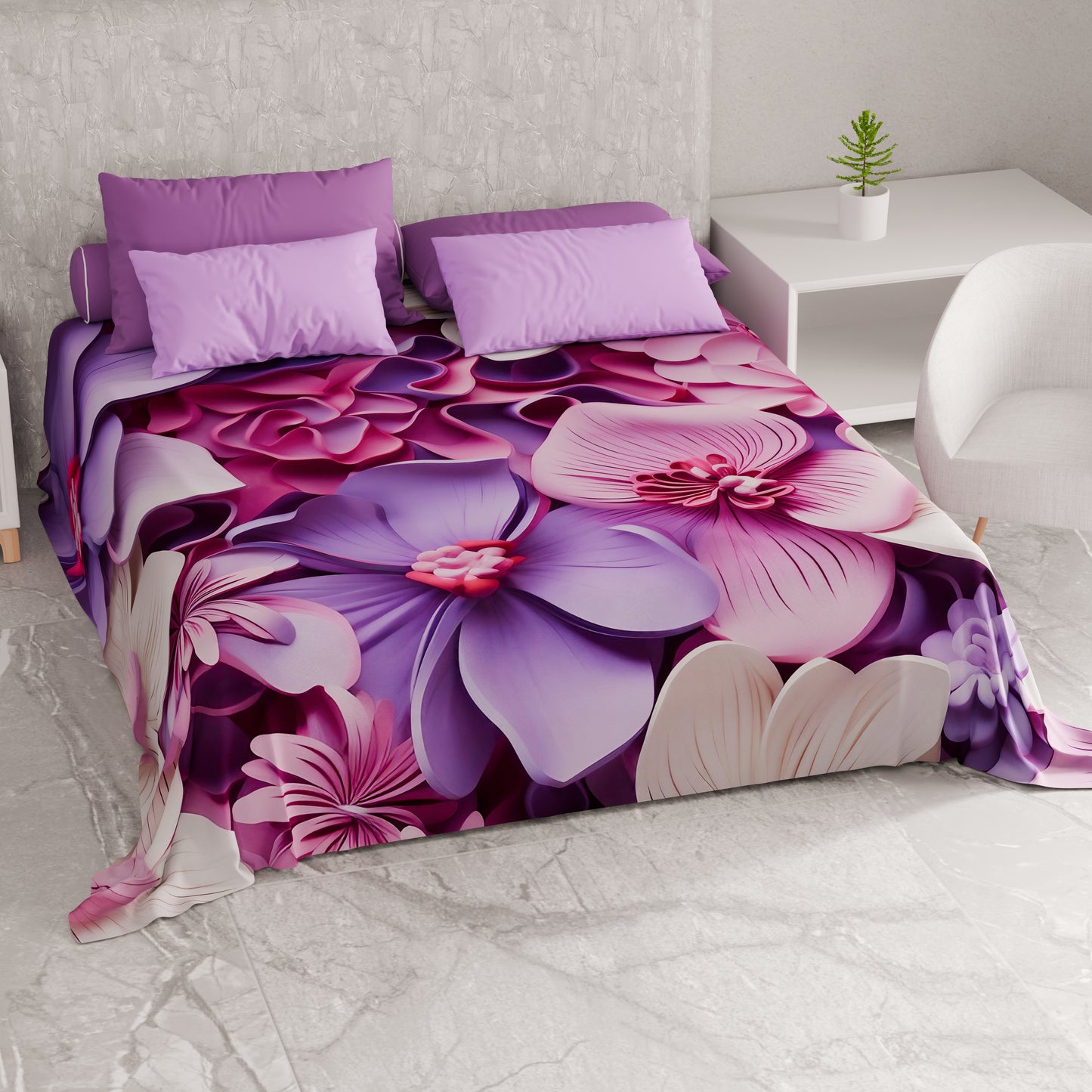 Telo Arredo Copridivano, Copriletto, Copritavolo e Copritutto in Microfibra | Fantasia Floreale 05-23