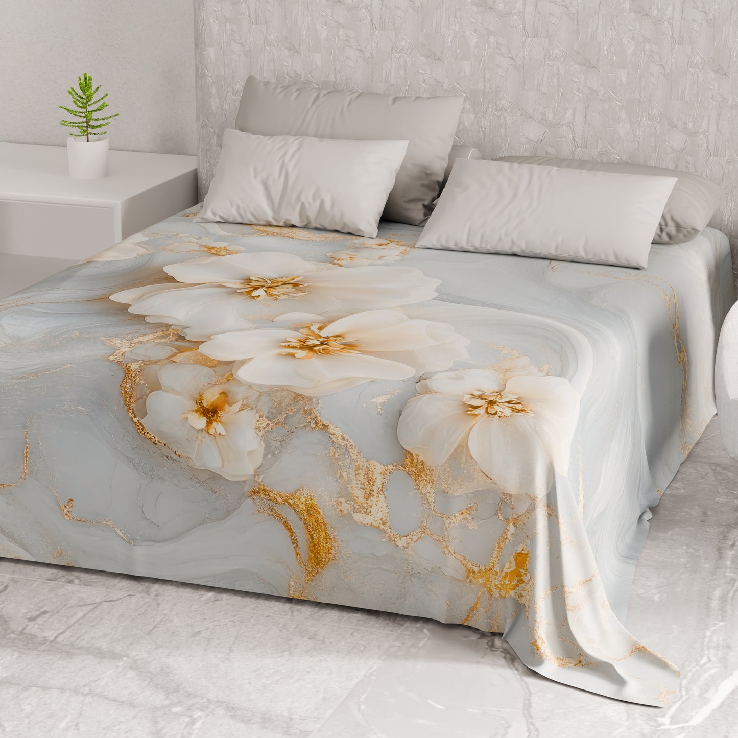 Telo Arredo Copridivano, Copriletto, Copritavolo e Copritutto in Microfibra | Fantasia Floreale 06-1