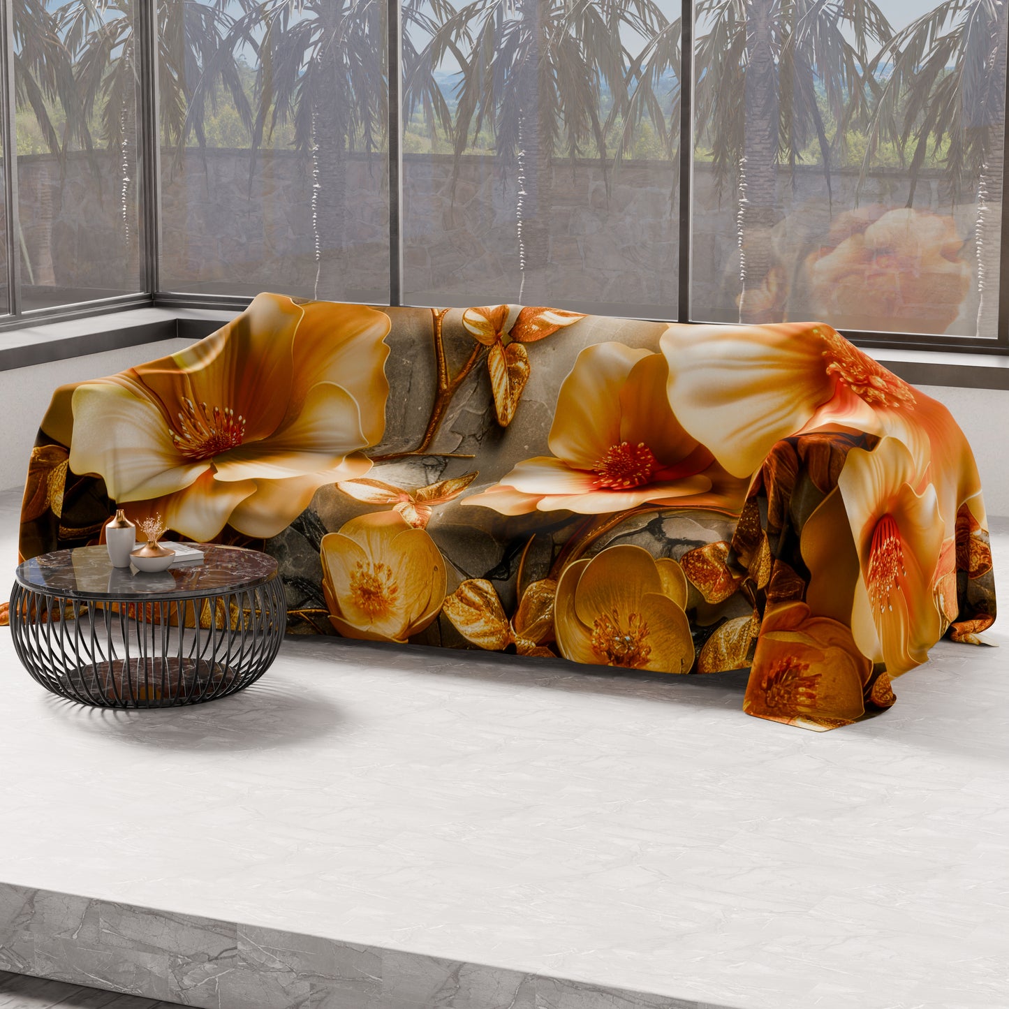 Telo Arredo Copridivano, Copriletto, Copritavolo e Copritutto in Microfibra | Fantasia Floreale 06-17