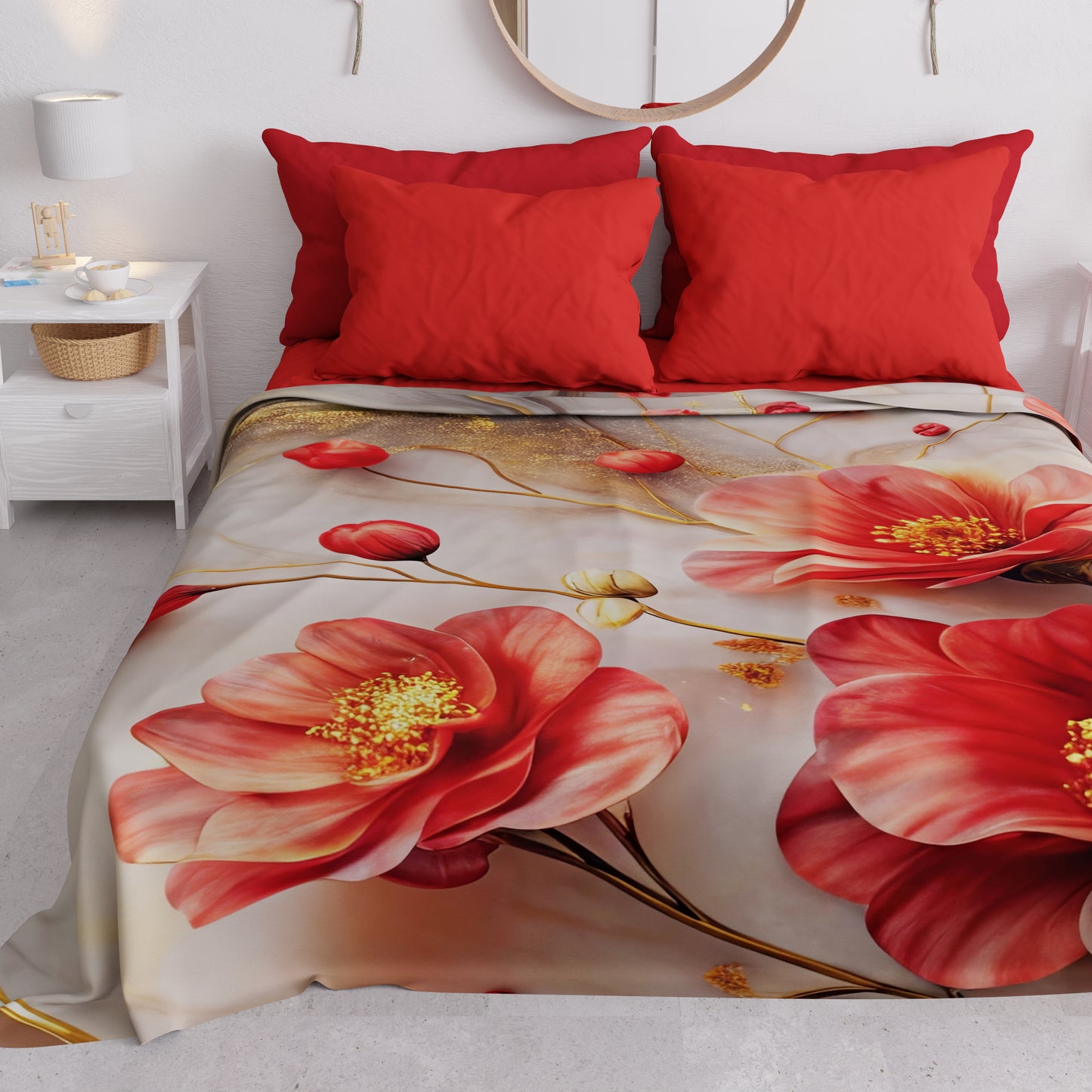 Copriletto Estivo, Coperta Leggera, Lenzuola Copriletto Floreale 06-2