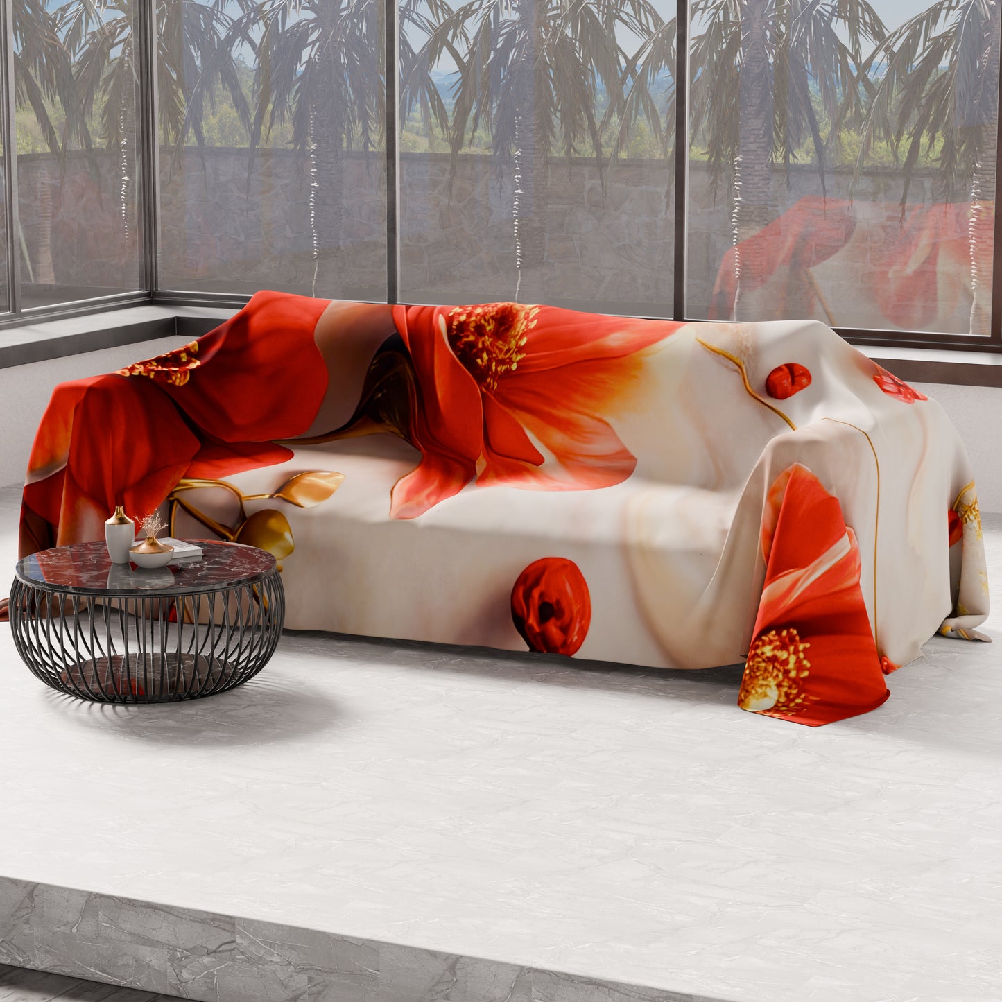 Telo Arredo Copridivano, Copriletto, Copritavolo e Copritutto in Microfibra | Fantasia Floreale 06-2