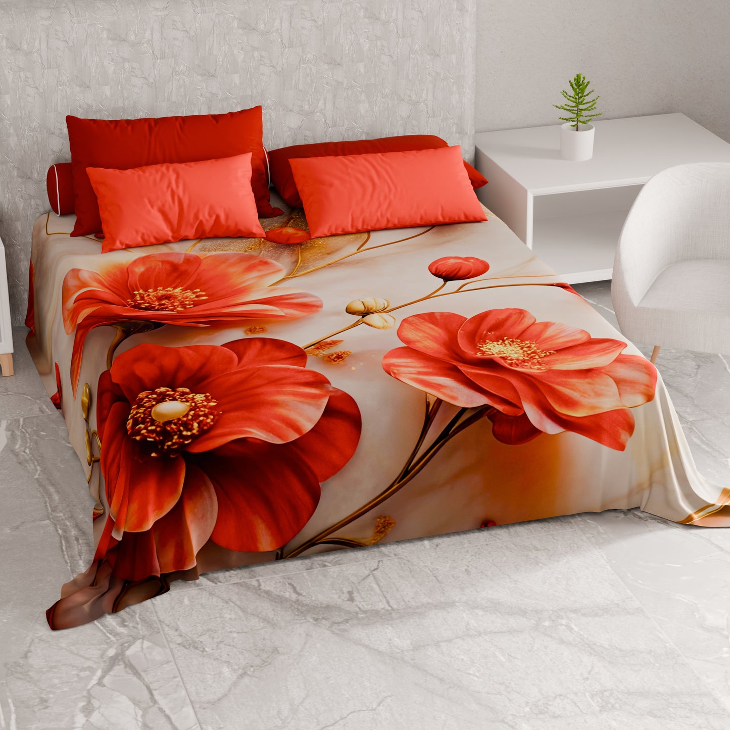 Telo Arredo Copridivano, Copriletto, Copritavolo e Copritutto in Microfibra | Fantasia Floreale 06-2