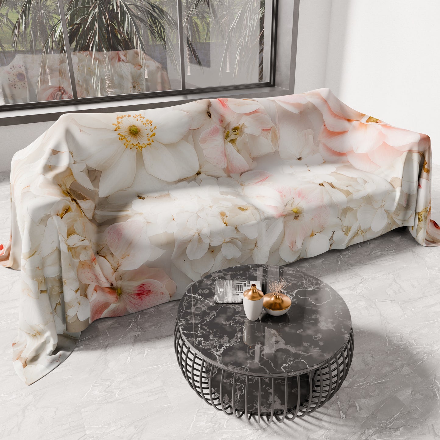 Telo Arredo Copridivano, Copriletto, Copritavolo e Copritutto in Microfibra | Fantasia Floreale 06-21