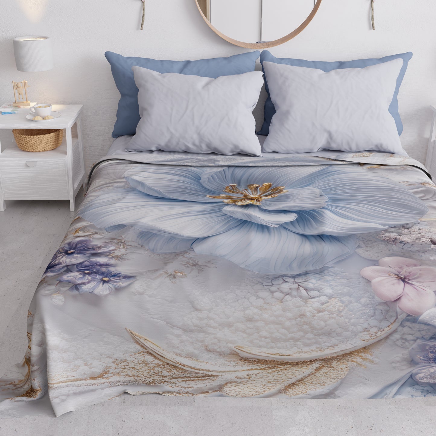 Copriletto Estivo, Coperta Leggera, Lenzuola Copriletto Floreale 06-4