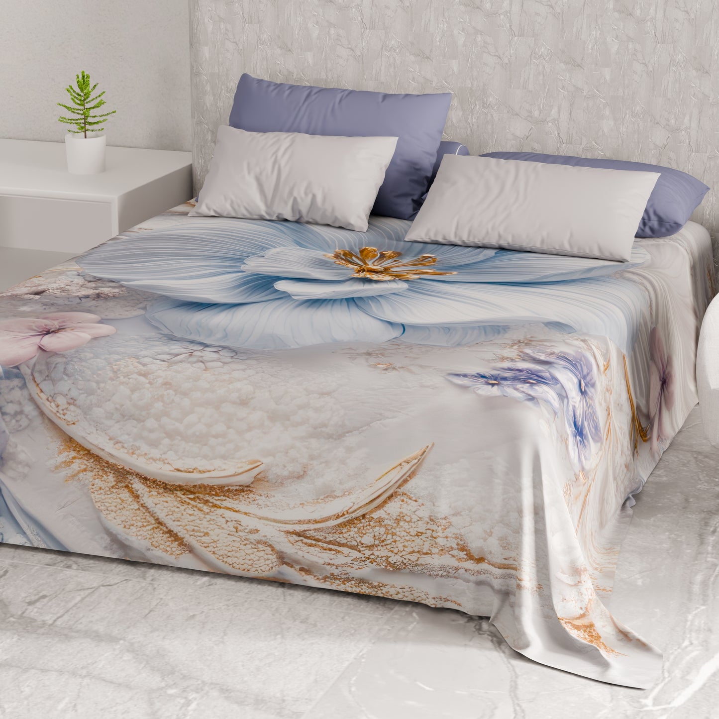 Telo Arredo Copridivano, Copriletto, Copritavolo e Copritutto in Microfibra | Fantasia Floreale 06-4